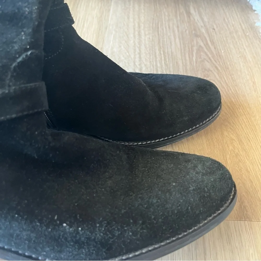 ** Aquatalia Tall Knee High Riding Boots Leather Suede Black 7.5